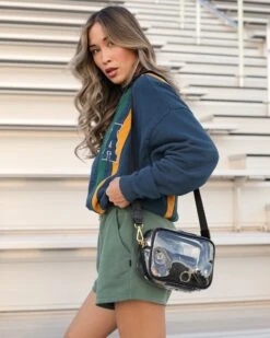 Stadium Approved Clear Crossbody Bag - Transparent Event Purse in Black -ROOLEE FASHION SHOP clearcrossbody.black .web1