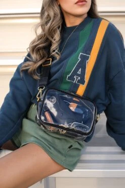 Stadium Approved Clear Crossbody Bag - Transparent Event Purse in Black -ROOLEE FASHION SHOP clearcrossbody.black .web2