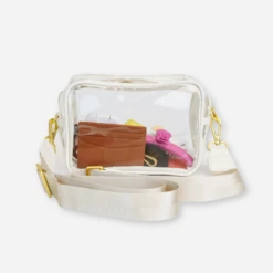Clear Crossbody Bag for Stadium Events and Concerts - White -ROOLEE FASHION SHOP clearcrossbody.white .3