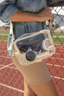 Clear Crossbody Bag for Stadium Events and Concerts - White -ROOLEE FASHION SHOP clearcrossbody.white .web2
