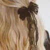 Lace Hair Bow Clip with Alligator Grip - Callie Elegant Accessory -ROOLEE FASHION SHOP corpse bride lace bow clip clips 411628