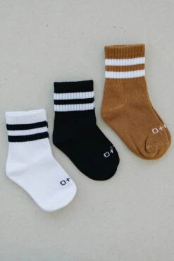 Soft Boys Crew Socks with Stylish Stripes - 3 Pair Value Pack