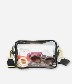 Stadium Approved Clear Crossbody Bag - Transparent Event Purse in Black