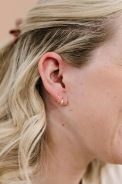 Gold Double Hoop Spiral Earrings for Single Piercing