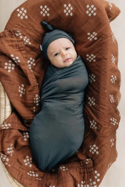 Mebie Baby Charcoal Bamboo Stretch Swaddle -ROOLEE FASHION SHOP feb036 websize