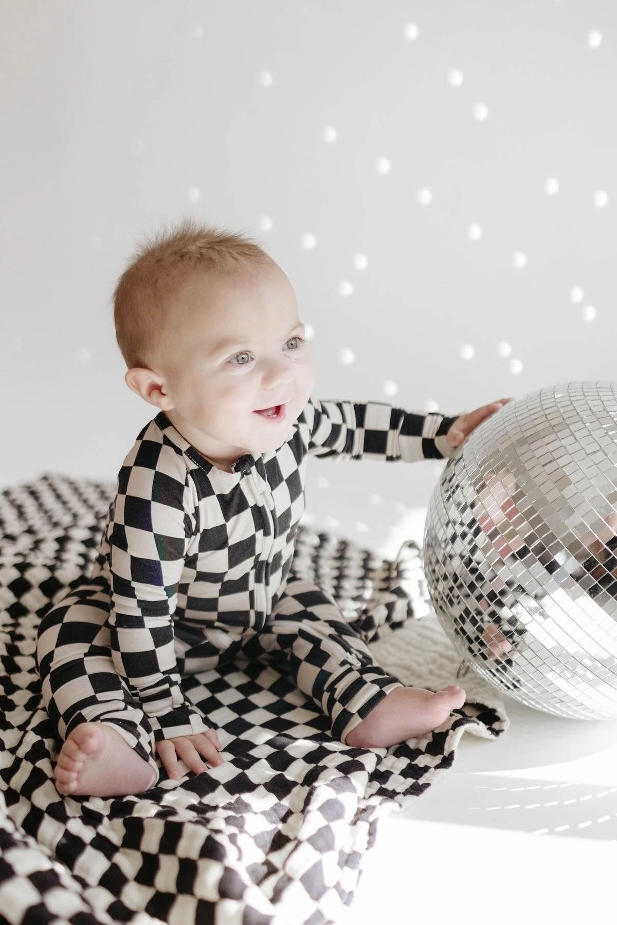 Premium Black Checker Bamboo Zip Pajamas - Convertible Baby Sleeper 4 Premium Black Checker Bamboo Zip Pajamas - Convertible Baby Sleeper - Image 2