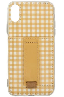 Plaid Wallet Phone Case with Kickstand and Finger Strap - Gold Picnic Design -ROOLEE FASHION SHOP image 83dece4d adc7 4a38 a94a 92c360447cbe