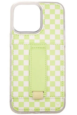 Lime Light Checkered Wallet Phone Case with Integrated Finger Loop and Kickstand -ROOLEE FASHION SHOP image 9a399ca9 68a7 48e4 81ce 3068b2306351