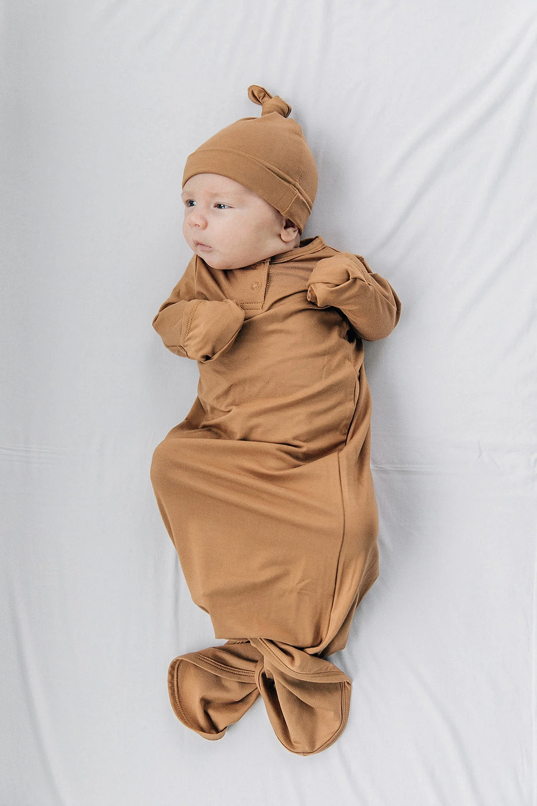 Mustard Bamboo Knot Gown - Ultra-Soft Newborn Sleepsuit (0-3M) 4 Mustard Bamboo Knot Gown - Ultra-Soft Newborn Sleepsuit (0-3M) - Image 2