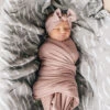 Mebie Baby Dusty Rose Bamboo Swaddle & Head Wrap Set -ROOLEE FASHION SHOP lifestyle44 websize