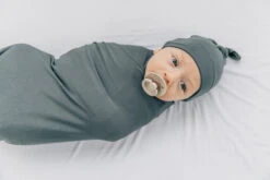 Mebie Baby Charcoal Bamboo Swaddle & Hat or Head Wrap Set -ROOLEE FASHION SHOP lifestyle66 websize