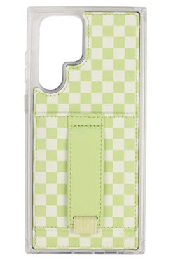 Lime Light Checkered Wallet Phone Case with Integrated Finger Loop and Kickstand -ROOLEE FASHION SHOP limelight s22u 20230728 bn3a7119