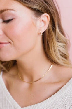 18k Gold Filled Herringbone Necklace - Tarnish Resistant 3mm Chain -ROOLEE FASHION SHOP mauve 9of20 958c935c a1e5 48af a92c 21b8d5a3286b