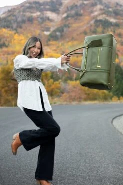 Moss Green Faux Leather Weekender Bag - Large 39L Travel & Hospital Duffel 11 Moss Green Faux Leather Weekender Bag - Large 39L Travel & Hospital Duffel -ROOLEE FASHION SHOP moss.weekender.productpage.1