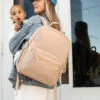 Premium Nylon Diaper Bag Backpack - 16 Pockets & Changing Pad in Beige 2 Premium Nylon Diaper Bag Backpack - 16 Pockets & Changing Pad in Beige -ROOLEE FASHION SHOP nylonbag.beige .1a