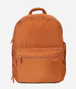 Large Brown Nylon Diaper Bag Backpack with 16 Storage Pockets -ROOLEE FASHION SHOP nylonbag.brown .01