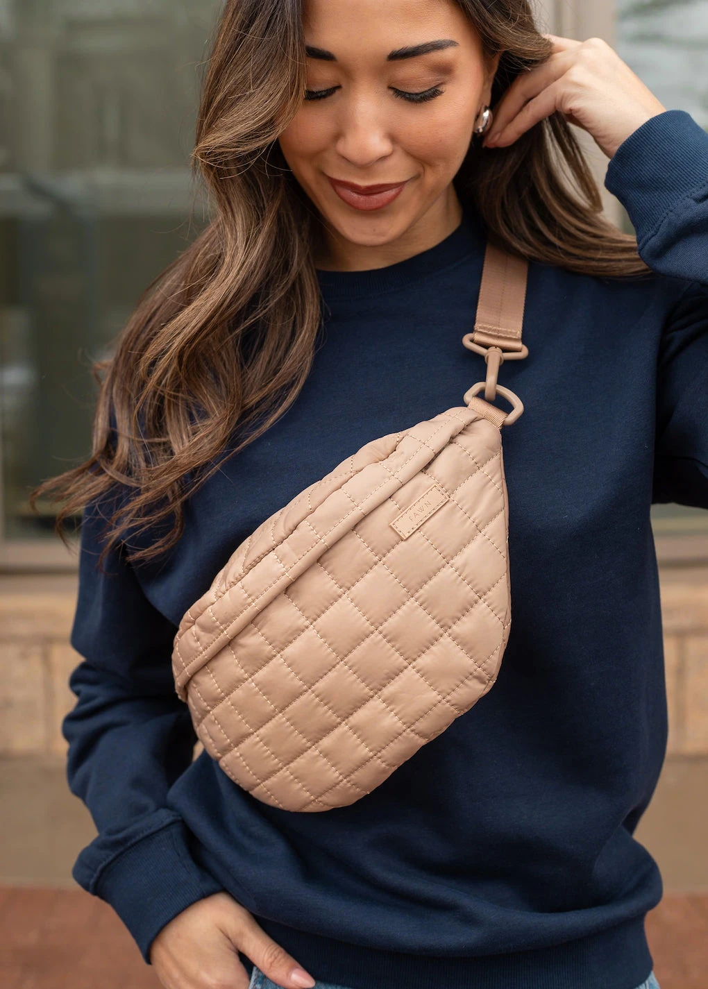 Quilted Beige Fanny Pack - Stylish Hands-Free Crossbody Travel Bag 3 Quilted Beige Fanny Pack - Stylish Hands-Free Crossbody Travel Bag