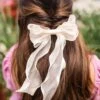 Double Bow Hair Barrette - Remi Sheer Embroidered Hair Clip -ROOLEE FASHION SHOP remi double bow barrette clips 882888