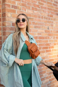 Brown Sport Crossbody Sling Bag - Hands-Free Travel & Activity Organizer