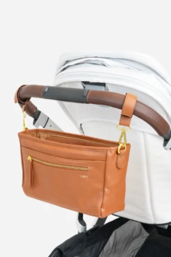 Fawn Design Stroller Caddy - Premium Brown Faux Leather Organizer -ROOLEE FASHION SHOP strollercaddy.brown .6