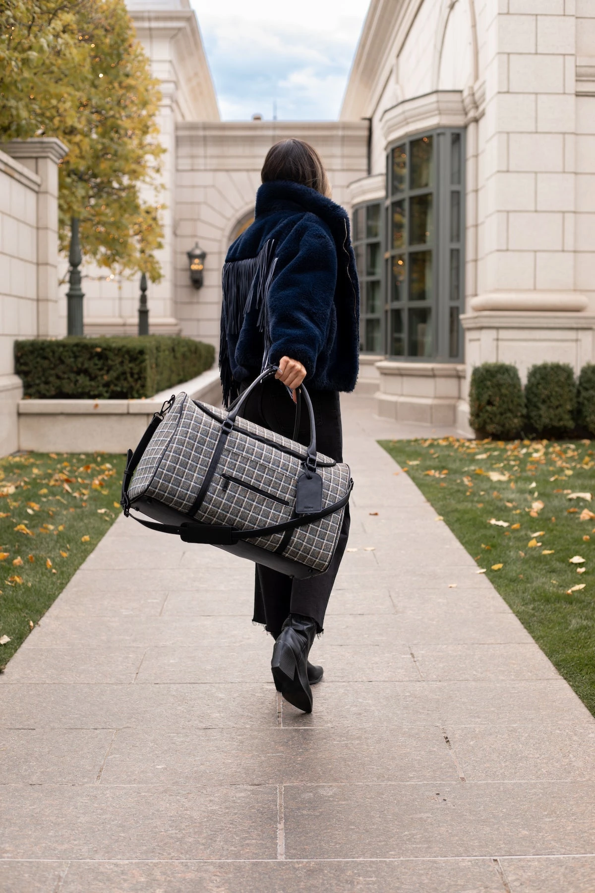 Plaid Tweed Weekender Bag - Large Travel Duffel and Hospital Bag 4 Plaid Tweed Weekender Bag - Large Travel Duffel and Hospital Bag - Image 2