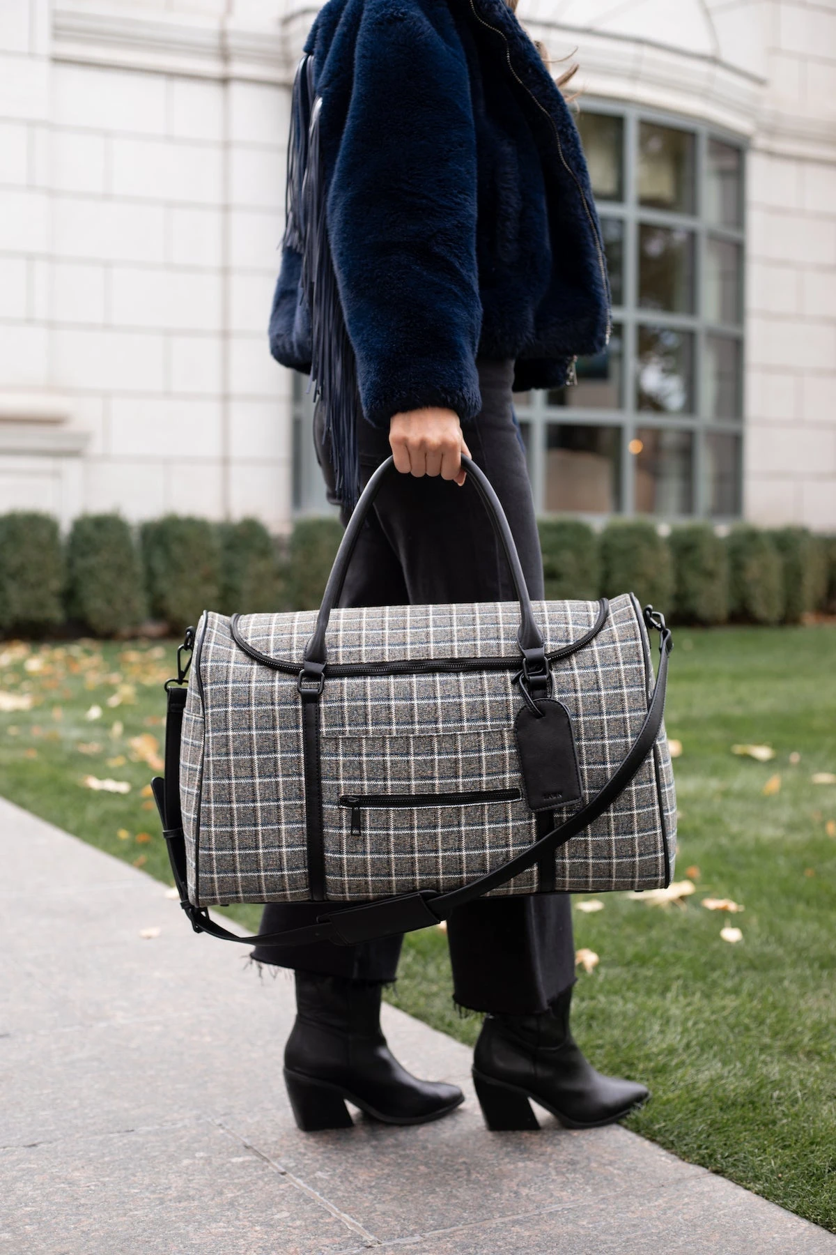 Plaid Tweed Weekender Bag - Large Travel Duffel and Hospital Bag 3 Plaid Tweed Weekender Bag - Large Travel Duffel and Hospital Bag