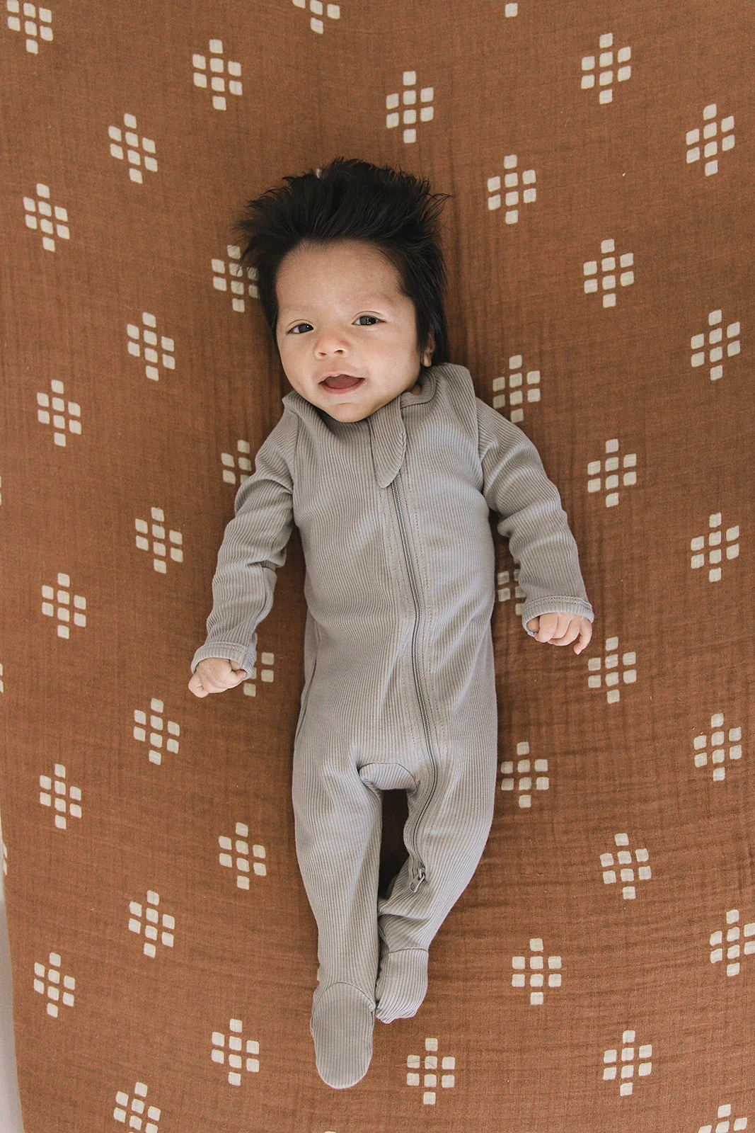Grey Organic Cotton Ribbed Baby Zipper Pajamas 3 Grey Organic Cotton Ribbed Baby Zipper Pajamas